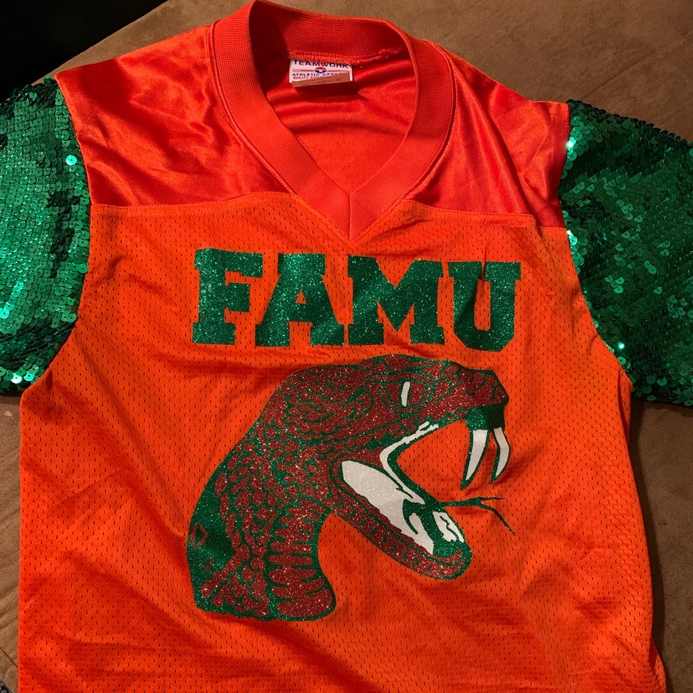 Custom sequin sleeve FAMU Jersey - Picture 2 of 5